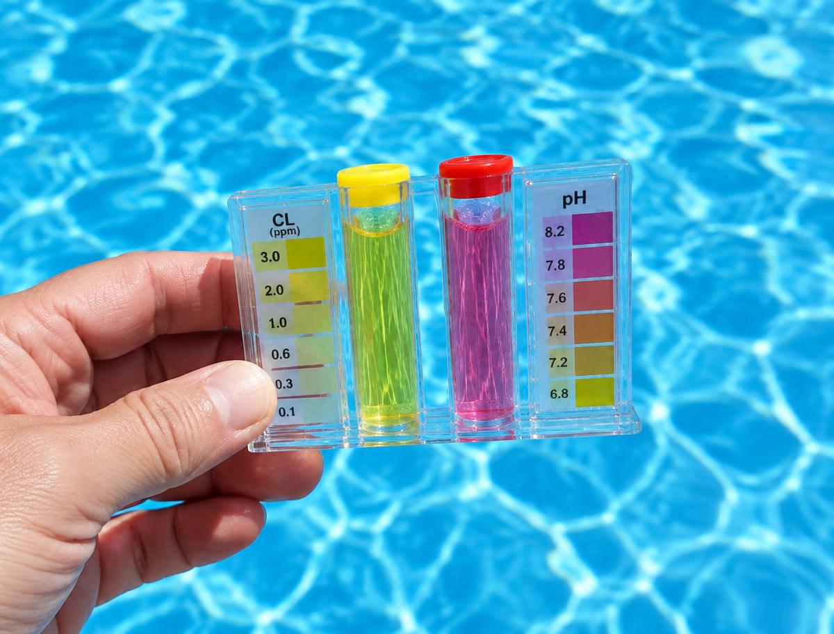 Kit de prueba de cloro y pH sobre el agua
